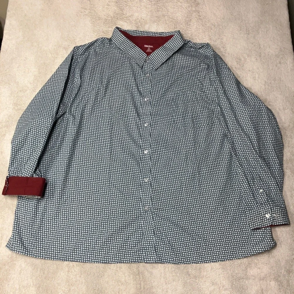 KingSize Button Up Long Sleeve Shirt Lot of 3 Geometric Plaid Mens 6XL Big